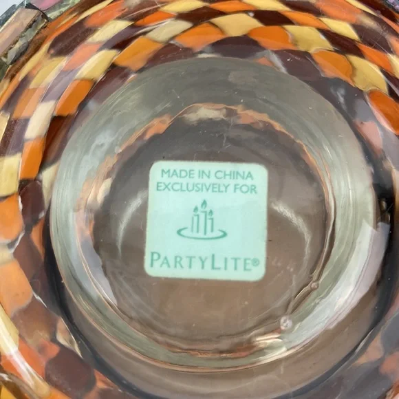 Partylite Mosaic Glass Candle Holders - Brown and Gold Set of 2 - Picture 14 of 16